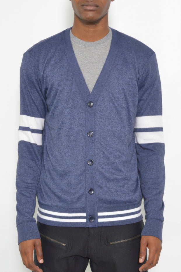 Mens Two Stripe Button Cardigan