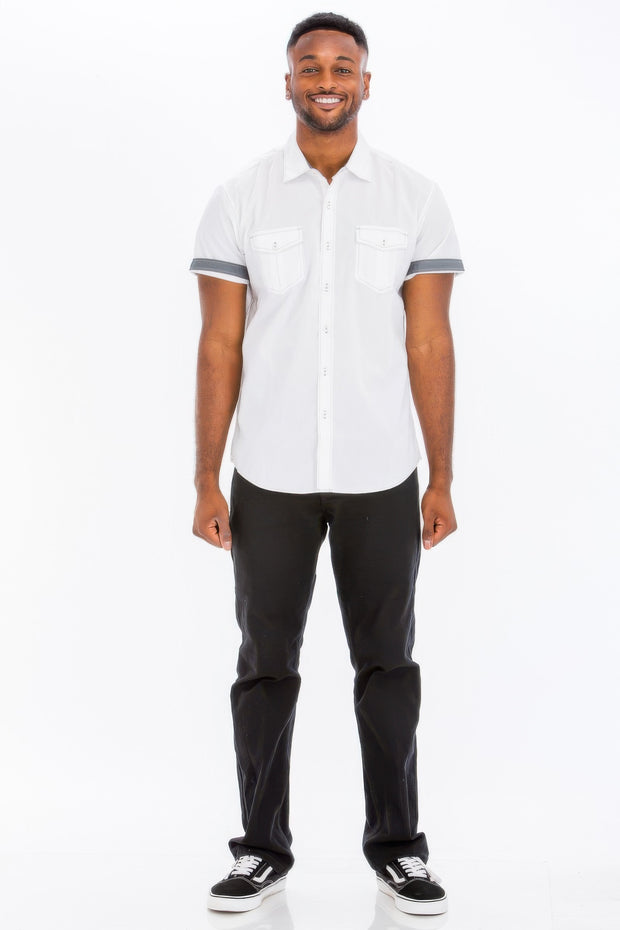 Casual Short Sleeve Solid Shirts