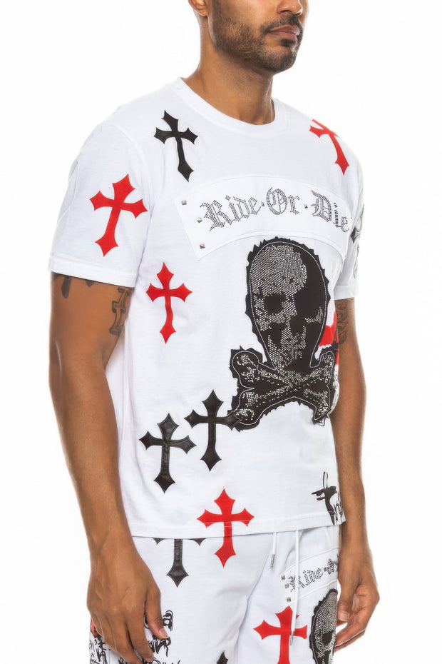 Cotton Print Chome Cross T-shirt