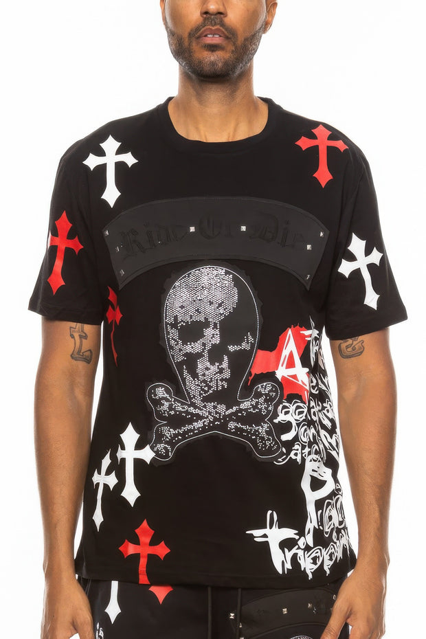 Cotton Print Chome Cross T-shirt