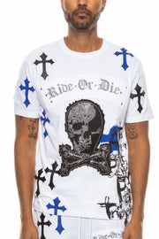 Cotton Print Chome Cross T-shirt