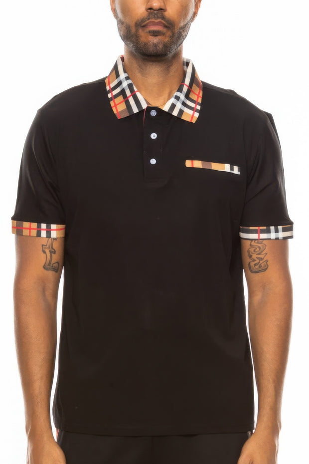 Checkered Plaid Short Sleeve Polo Shirt