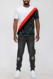 Men's Short Sleeve Camo Color Block T-shirt