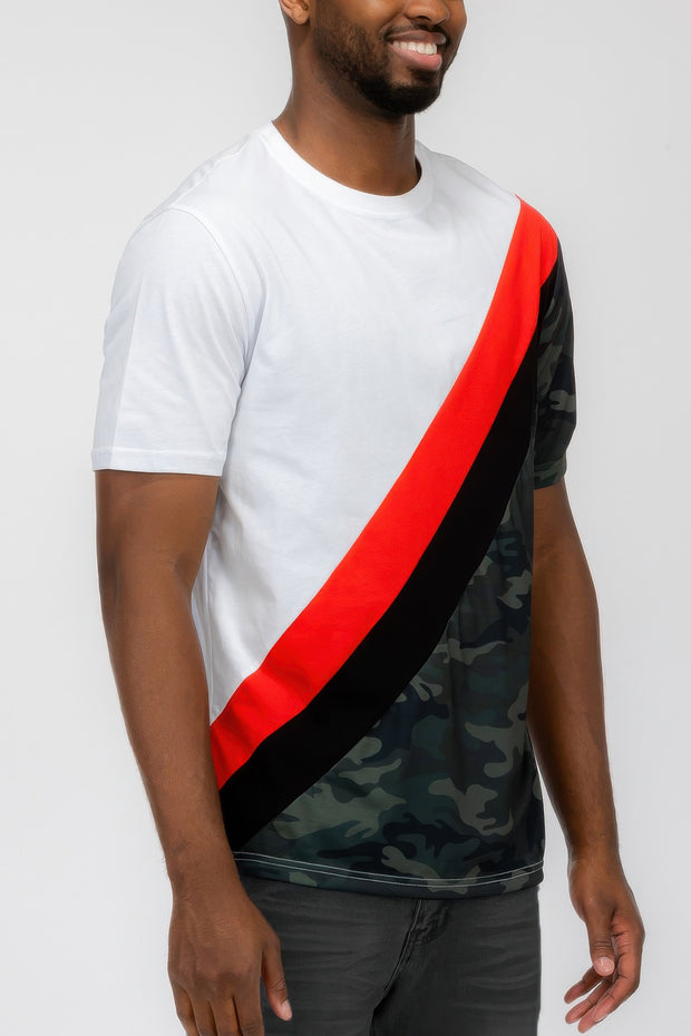 Men's Short Sleeve Camo Color Block T-shirt