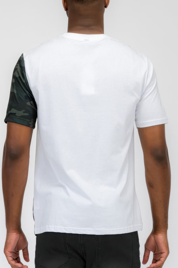 Men's Short Sleeve Camo Color Block T-shirt