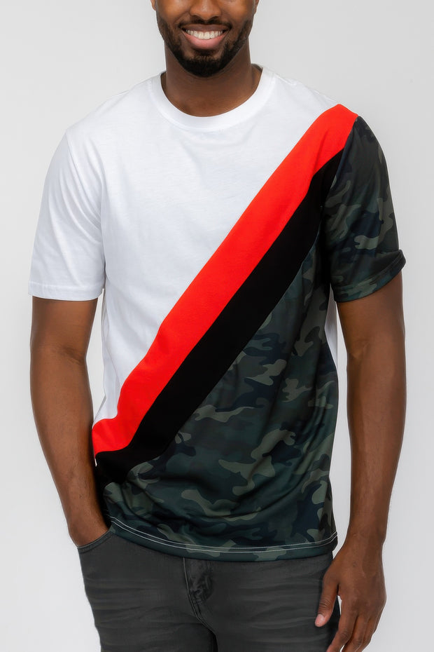 Men's Short Sleeve Camo Color Block T-shirt