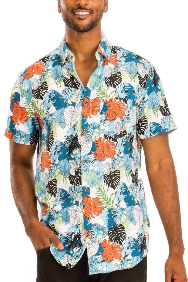 Hawaiian Print Button Down Shirt