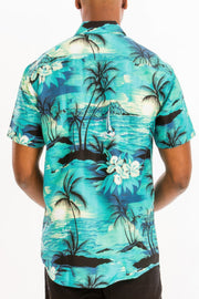 Hawaiian Print Button Down Shirt