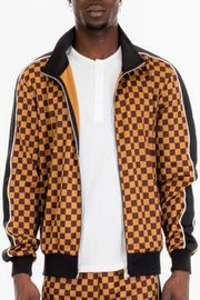 Mens Full Zip Checkered Jacket