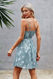 Floral Sleeveless A Line Ruffle Hem Mini Dress