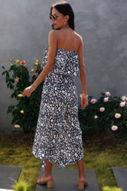 Allover Print Wide Leg Tube Jumpsuit