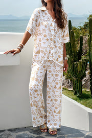 Two Piece Random Printed Short Sleeve Fit Set