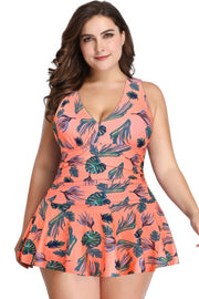 Plus Size Solid Ruffle V Neck Fit Swimsuits
