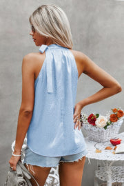 Satin Leopard Halter Tank Spaghetti Strap Cami Shirt