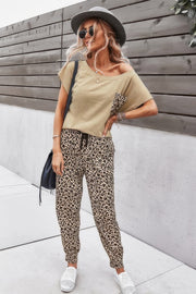 Two Pieces Leopard Print Shirt And Pant Sets