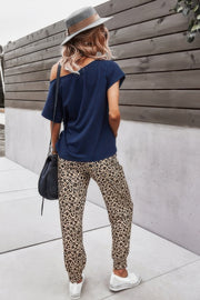 Two Pieces Leopard Print Shirt And Pant Sets