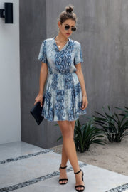 Animal Drawstring Waist Shirt Dress