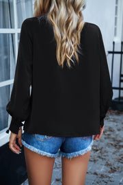 Ruffle Long Sleeve Elegant Ruffles Crewneck Blouse