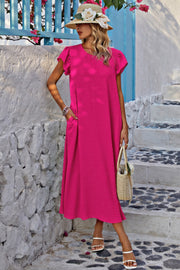 Solid Swiss Dot Ruffle Hem Belt Midi Dress