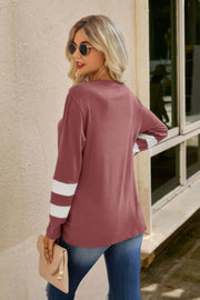 Stripe Twisted Front Long Sleeve Shirt