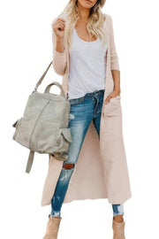 Solid Button Down Front Pocket Knitted Cardigan