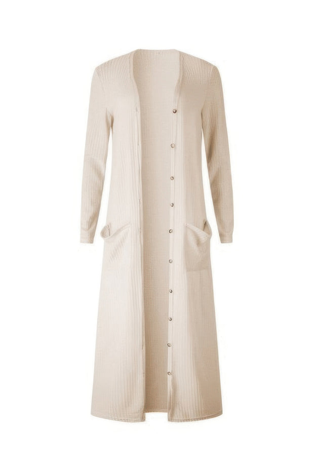 Solid Button Down Front Pocket Knitted Cardigan