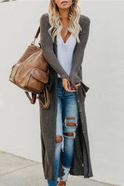 Solid Button Down Front Pocket Knitted Cardigan