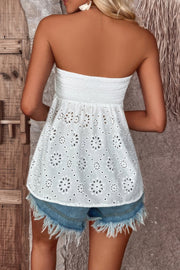Ruched Off Shoulder Sleeveless Hollow Out Top