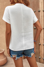 Solid V Neck Batwing Sleeve Loose Blouse