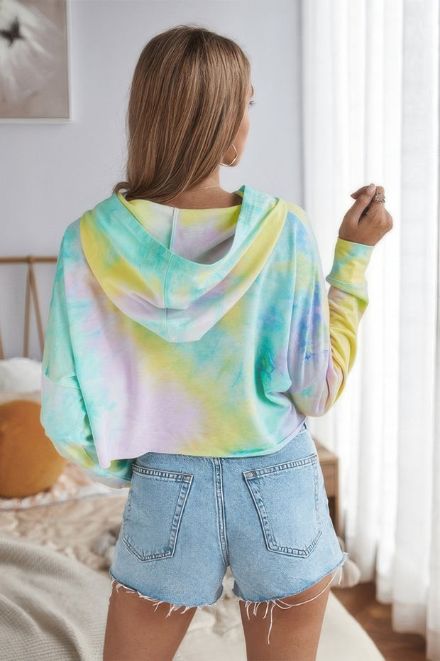 Tie Dye Crop Loose Pullover Hoodie
