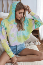 Tie Dye Crop Loose Pullover Hoodie