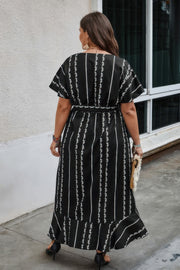 Plus Deep V Belt Asymmetric Hem Fit Dress