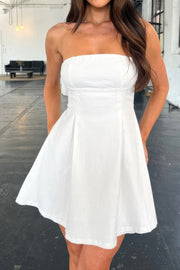 Off Shoulder Elegant Tube Cuff A Swing Short Dress