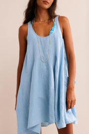 U Neck Backless Sleeveless Mini Pocket Dress