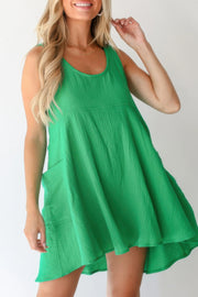 U Neck Backless Sleeveless Mini Pocket Dress