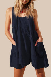 U Neck Backless Sleeveless Mini Pocket Dress