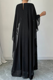 Elegant Sequin Satin Knit Pleated Long Dress