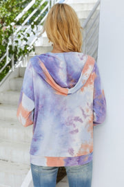 Tie Dye Full Zip Drawstring Hoodie