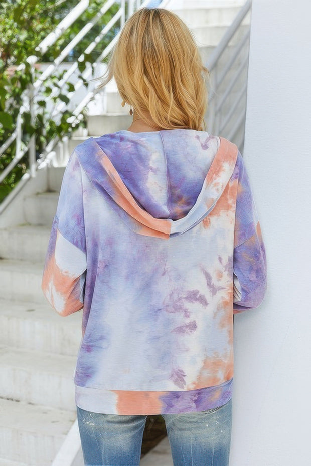 Tie Dye Full Zip Drawstring Hoodie