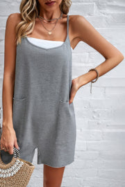 Scoop Neck Spaghetti Straps Loose Fit Solid Romper