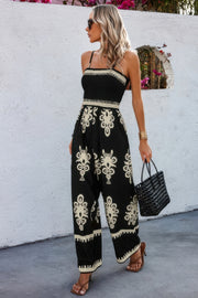 Geo Print Off Shoulder High Waist Fit Jumpsuit