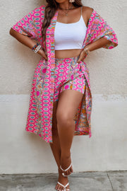 Plus Size Two Pieces Printed Elastic Waist Sets