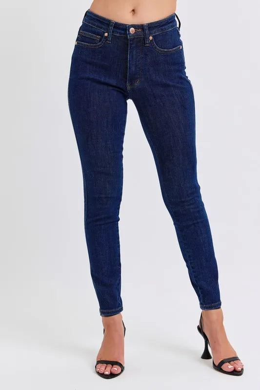 Judy Blue Full Size Midi Rise Tummy Control Classic Skinny Jeans Plus Size