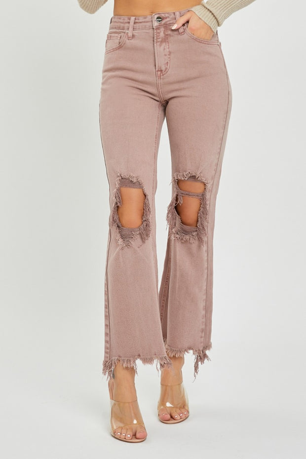 RISEN Distressed Ankle Bootcut Jeans
