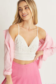 Love Tree Textured Lace Crop Cami
