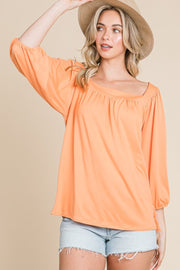 Culture Code Square Neck Puff Sleeve Top