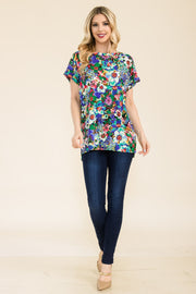 Celeste Full Size Round Neck Short Sleeve Floral T-Shirt