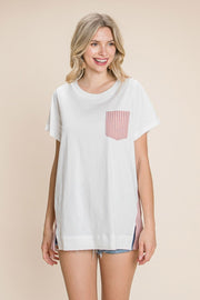 Cotton Bleu by Nu Label Contrast Striped Short Sleeve T-Shirt