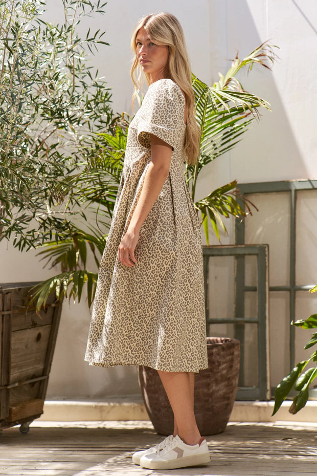 Jade By Jane Leopard Print Bell Sleeve Midi Dress
