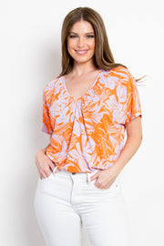 Be Stage Contrast Printed Short Sleeve Top